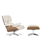 Vitra - Lounge Chair & Ottoman, poliert, Nussbaum weiß pigmentiert, Leder Premium F snow (neue Maße)