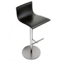 Lapalma - Thin Barhocker S24 (H 52-77 cm), Gestell Edelstahl / Sitzschale Leder schwarz 