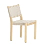 Artek - Stuhl 611, Birke klar lackiert / Leinengurte natur-weiß gemustert