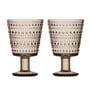 Iittala - Kastehelmi Trinkglas mit Fuß 26 cl, leinen (2er-Set)