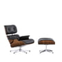 Vitra - Lounge Chair & Ottoman, poliert, Nussbaum schwarz pigemntiert, Premium F Leder nero (klassisch)