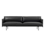 Muuto - Outline Sofa 3-Sitzer, schwarz Refine Leder / schwarz
