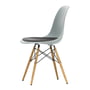 Vitra - Eames Plastic Side Chair DSW mit Sitzpolster, Esche honigfarben / hellgrau (Filzgleiter basic dark)
