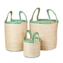 Broste Copenhagen - Lykke Korb, natural / jelly green (3er-Set)