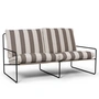 Ferm Living - Desert Stripe Outdoor 2-Sitzer Sofa - schwarz / chocolate