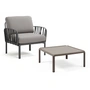 Nardi - Komodo Poltrona Sessel + Komodo Gartentisch 70 x 70 cm , anthrazit / grau / tortora