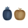 OYOY - Snackschalen, Ananas & Apfel, blau / light rubber (2er-Set)