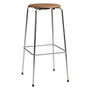 Fritz Hansen - High Dot Barhocker H 76 cm, Leder walnuss / Untergestell Chrom (4 Beine)