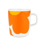 Marimekko - Oiva Iso Unikko Becher mit Henkel 250 ml, weiß / orange / gelb (60th Anniversary Collection)