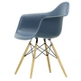 Vitra - Eames Plastic Armchair DAW RE, Ahorn gelblich / meerblau (Filzgleiter basic dark)