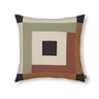 Ferm Living - Border Patchwork Kissen, 50 x 50 cm, dark sage / red brown