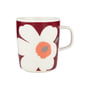 Marimekko - Oiva Unikko Becher mit Henkel, 250 ml, weiß / dark cherry / ash grey