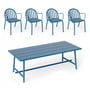 Fatboy - Fred's Outdoor Tisch 220 x 100 cm + Armlehnstuhl (4er Set), wave blue (Exklusive Edition)