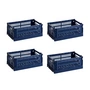 HAY - Colour Crate S Korb-Set, dark blue, recycled (4er-Set)