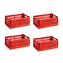 HAY - Colour Crate S Korb-Set, red, recycled (4er-Set)