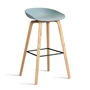 HAY - About A Stool AAS 32 H 75 cm, Eiche lackiert / Stahl schwarz / dusty blue 2.0 (Kunststoffgleiter)