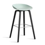 HAY - About A Stool AAS 32 H 75 cm, Eiche schwarz lackiert / Edelstahl / dusty mint 2.0 (Kunststoffgleiter)