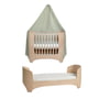 Leander - Baby-Juniorbett whitewash mit Betthimmel, sage green