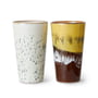 HKliving - 70's Latte Macchiato Becher, 300 ml, brine (2er-Set)