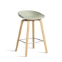 HAY - About A Stool AAS 32 H 65 cm, Eiche lackiert / Edelstahl / pastel green 2.0 (Kunststoffgleiter)