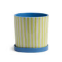 &klevering - Ray Blumentopf mit Untersetzer, Ø 16,5 x 16,5 cm, grün / blau / weiß