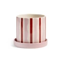 &klevering - Clash Blumentopf mit Untersetzer, wiggle, Ø 15,5 x 13,5 cm, rosa / rot / weiß
