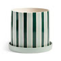 &klevering - Clash Blumentopf mit Untersetzer, stripe, Ø 23,5 x 21 cm, grün / weiß