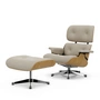 Vitra - Lounge Chair & Ottoman, poliert, Kastanie natur, Nubia, crème / perle (neue Maße)