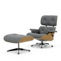 Vitra - Lounge Chair & Ottoman, poliert, Kastanie natur, Nubia, elfenbein / dunkelblau (neue Maße)