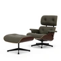 Vitra - Lounge Chair & Ottoman, schwarz / poliert, Nussbaum dunkel, Leder Premium F, khaki (neue Maße)