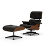 Vitra - Lounge Chair & Ottoman, schwarz / poliert, Nussbaum natur, Leder Premium F, nero (neue Maße)
