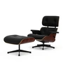 Vitra - Lounge Chair & Ottoman, schwarz / poliert, Santos Palisander, Leder Premium F, nero (neue Maße)