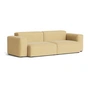 HAY - Mags Soft Sofa 2,5-Sitzer mit niedriger Armlehne, Kombination 1, gelb (Yuma 833) / Nähte: beige (Filzgleiter)