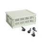 HAY - Colour Crate Korb M mit Deckel und Rollen, mint, recycled