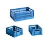 HAY - Colour Crate Korb S + Mini, electric blue, recycled (3er Set)