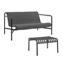 HAY - Palissade Lounge Sofa mit Quilted Cushion + Ottoman, anthrazit