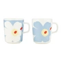 Marimekko - Oiva Juhla Unikko Becher mit Henkel, 250 ml, white / lt.blue / orange red (2er-Set)