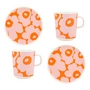 Marimekko - Oiva Unikko Frühstücks-Set, weiß / pink / orange (4-tlg.)