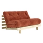Karup - Roots Schlafsofa, 140 x 200 cm, Kiefer natur / retro orange (552)