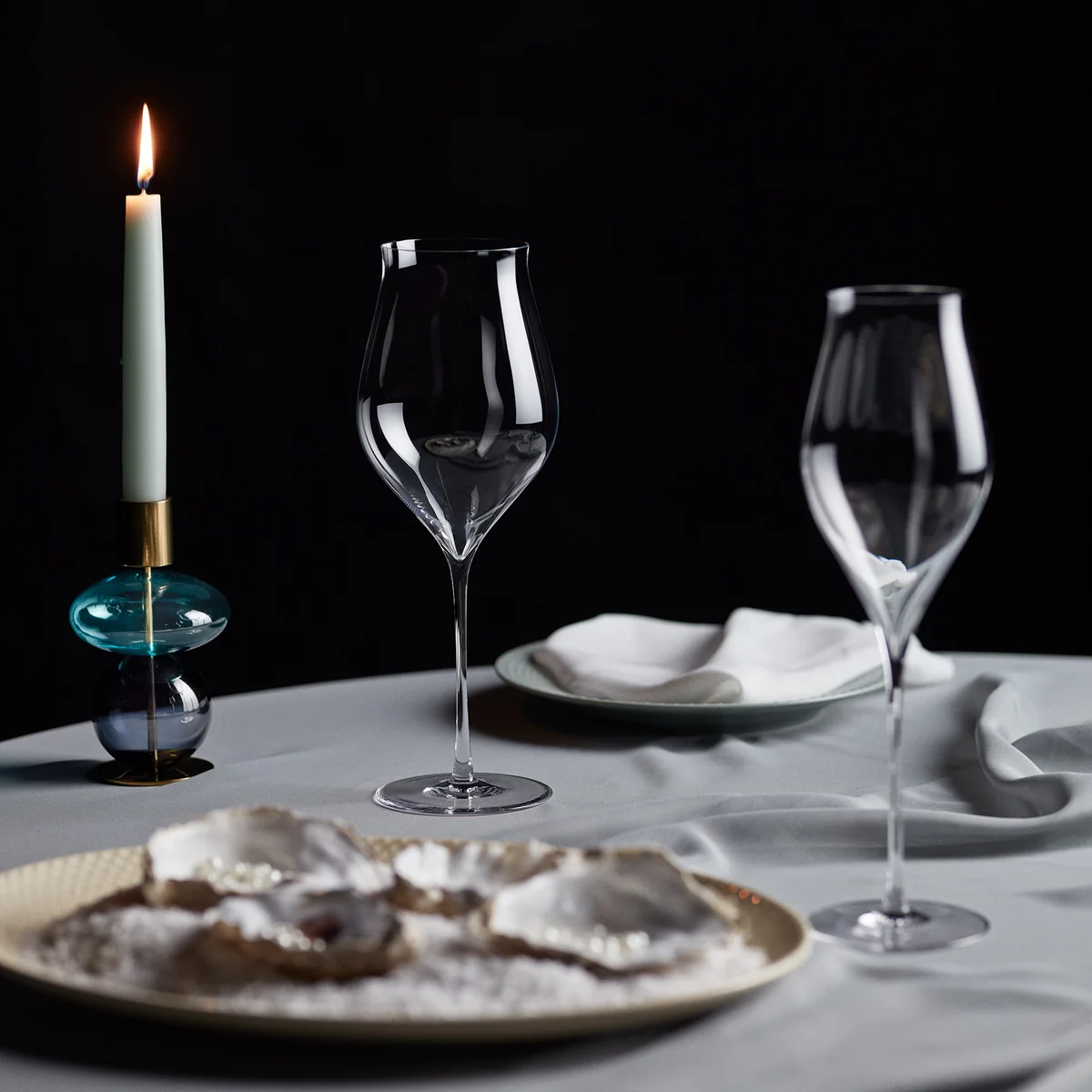 Holmegaard - Bubble Kerzenständer H 14 cm, hellblau / smoke