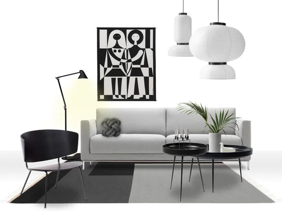 Graues Sofa von freistil dekorieren