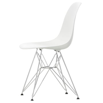 Eames Plastic Side Chair DSR von Vitra in verchromt / weiß