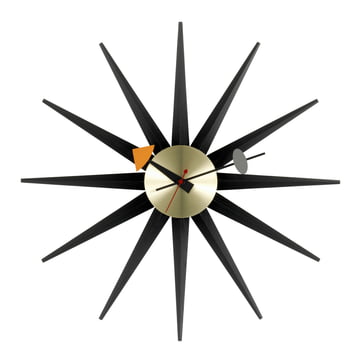 Vitra - Sunburst Clock, schwarz / messing