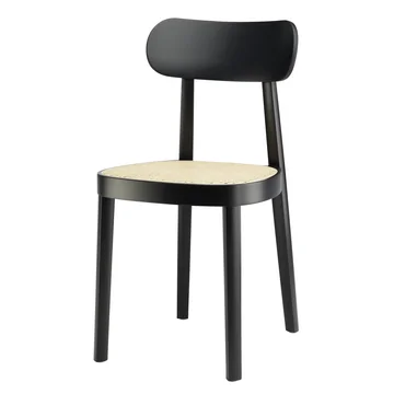 118 Stuhl mit Rohrgeflecht mit Kunststoffstützgewebe aus Buche schwarz gebeizt (TP 29) von Thonet