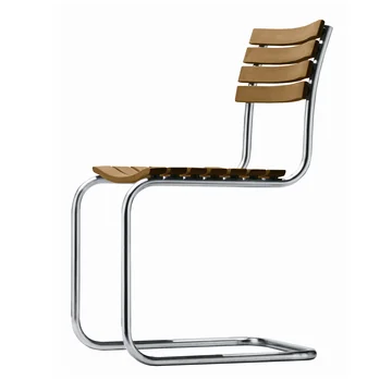 S 40 Outdoor Stuhl, Gestell Edelstahlrundrohr / Sitz und Rücken Iroko geölt von Thonet