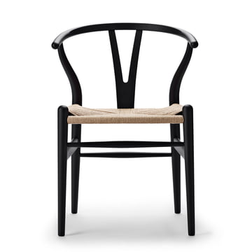 CH24 Wishbone Chair von Carl Hansen in soft black / Naturgeflecht