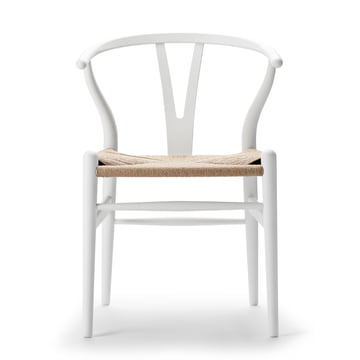CH24 Wishbone Chair von Carl Hansen in soft white / Naturgeflecht