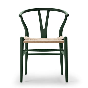 CH24 Wishbone Chair von Carl Hansen in soft green / Naturgeflecht