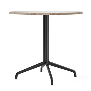Harbour Column Bistrotisch Ø 80 cm, vierfuß, Marmor Kunis Breccia / schwarz von Audo