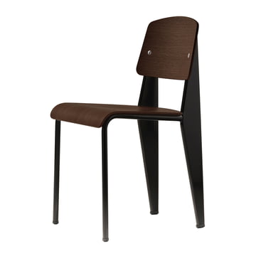 Prouvé Standard Stuhl von Vitra in Nussbaum schwarz pigmentiert / tiefschwarz